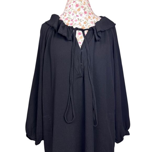 Raquel Allegra Harlequin Dress Black size 3 US Large Midi Long Sleeve Ruffle - Picture 5 of 12